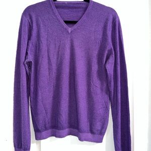 Purple V-Neck Cashmere Sweater